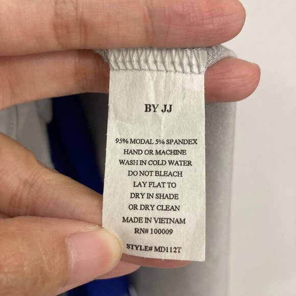 By JJ Blue Gray Color Block Ultra Soft Stretch Asymmetric Artsy Tunic XL - Picture 7 of 10